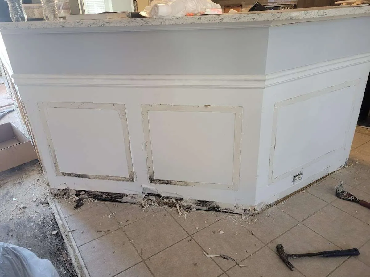 Water damage and mold on kitchen during Burst Pipe Cleanup in Red Bank